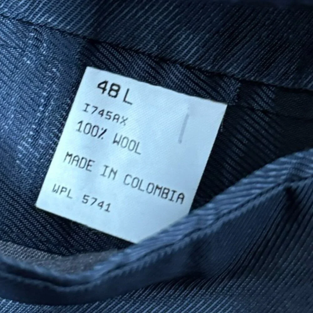 Oscar De La Renta Men's 48L Navy 100% Wool Blazer Button Front